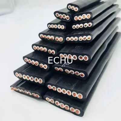 calidad Cable de viaje plano y flexible para grúa o transportador 4Cx16sqmm chaqueta negra fábrica